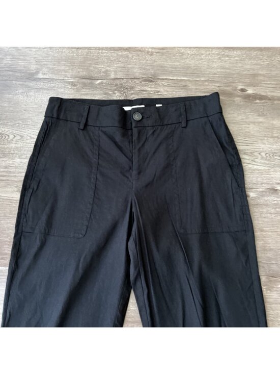 Vince Linen Blend Utility Pant Womens 8 Black High Waist Ankle Length - Picture 3 of 16